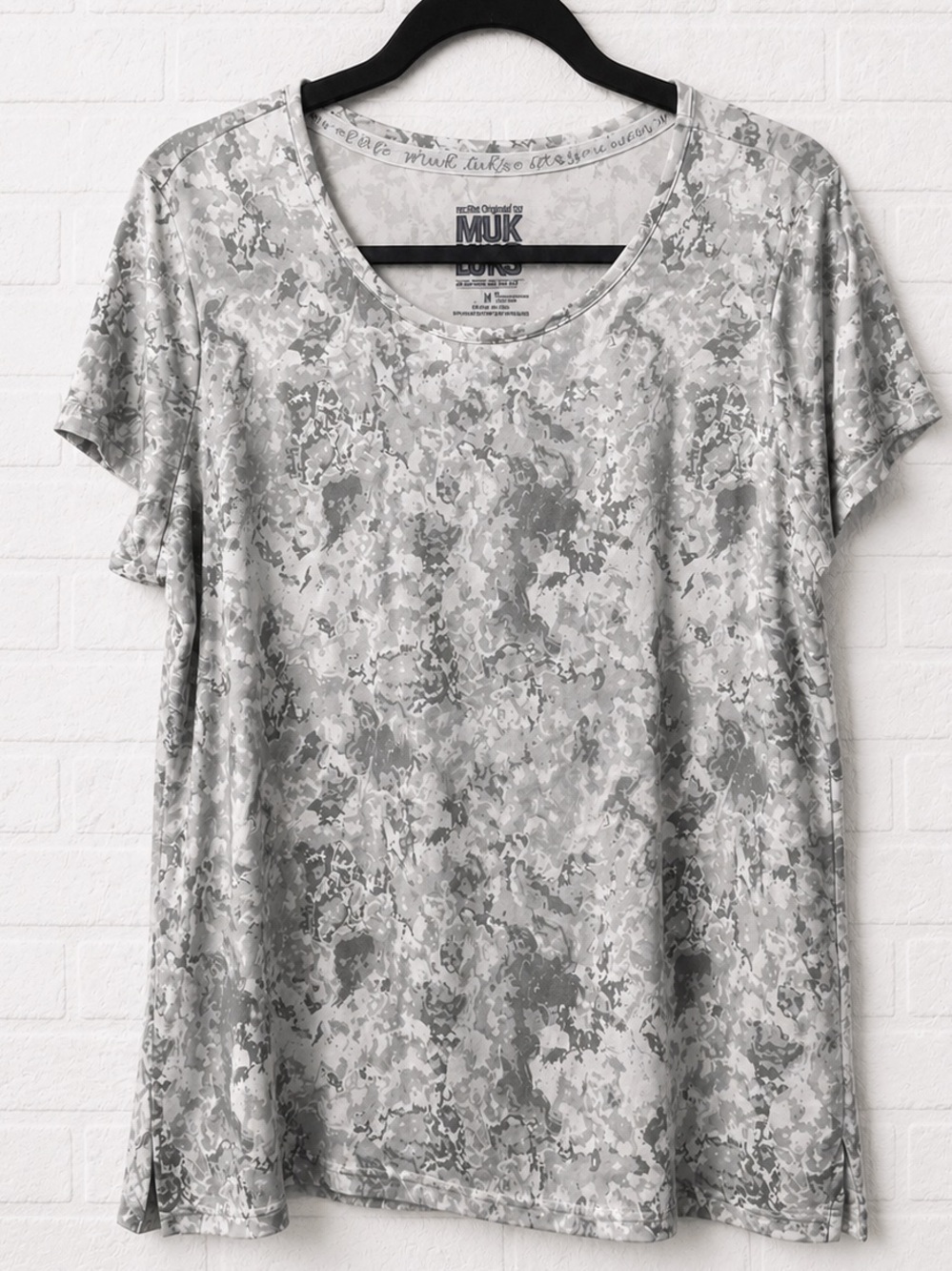 MUK LUKS Cloud Knit Tee Gray Marbled Medium
